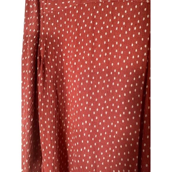 Market & Spruce Red White Polka Dot Long Sleeve Button Down Shirt Women Sz L - Picture 11 of 11